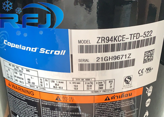Copeland ZR94KCE-TFD-522 Compressor de rolagem da série ZR 8HP de alta eficiência de 3 fases