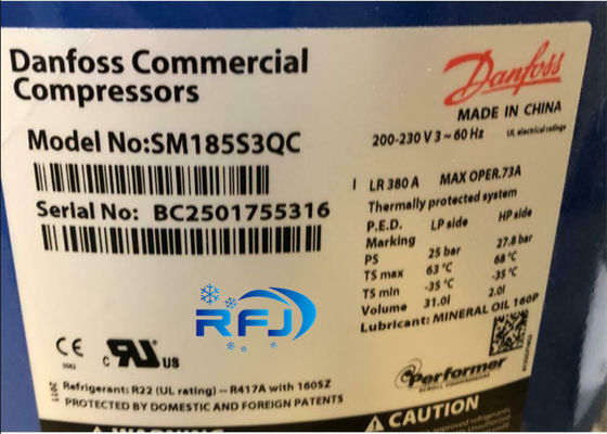 Compressor SM185S3QC da refrigeração do rolo do executor 60Hz de Danfoss